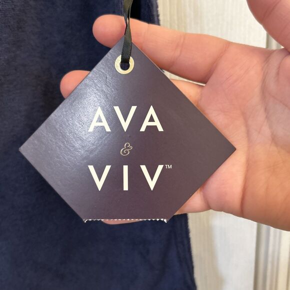 Ava & Viv Womens Plus 1X Navy Terrycloth Pull-On Shorts Stretch NWT Soft - Picture 7 of 16